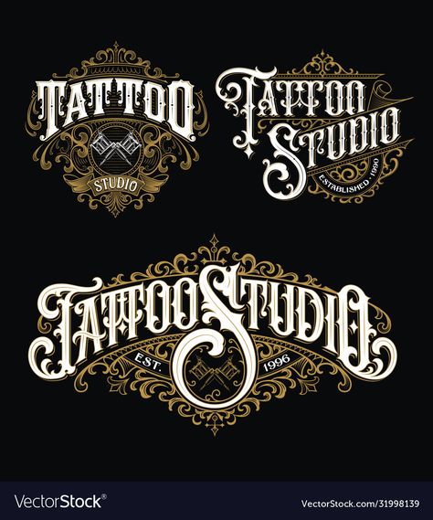 Vintage Tattoo Lettering, Vintage Emblem Logo, Tattoo Shop Logo Ideas, Tattoo Logo Design Ideas, Tattoo Logo Ideas, Tattoo Logo Design Graphics, Tattoo Shop Logo, Tattoo Studio Logo, Tattoo Logo Design