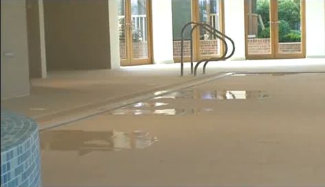 Hydrofloor: Disappearing Pool Saves Energy and Space Disappearing Pool, Retractable Pool Cover, Solar Thermal Panels, Bedford Falls, Solar Thermal, Metal Grid, Energy Saver, Land Use, Pool Water