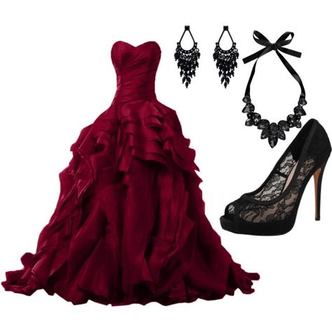 "ballroom" by vandamal on Polyvore Red Ballroom Gown, Ball Room Dresses, Vampire Dress, Ballroom Gowns, Quinceanera Dresses, Gorgeous Gowns, Beautiful Gowns, Fancy Dresses, Dream Dress