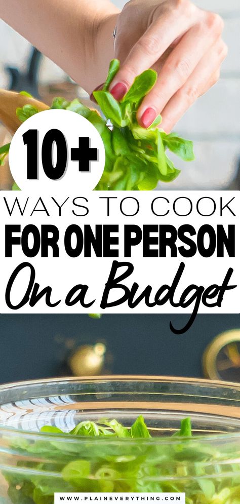 How to Cook For One Person On A Budget Cooking For One On A Budget, Cooking Healthy For One Person, Meal Plan For One Person On A Budget, Healthy Eating For One Person, Meals Everyone Should Know How To Cook, Healthy Meals For 1 Person, Eating Healthy On A Budget For One, Meal Planning For One Person, 1 Serving Meals