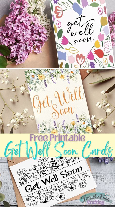 free get well soon printable cards Free Get Well Cards, Get Well Soon Quotes, Get Well Baskets, Free Printable Cards, School Printables, Christian Printables, Get Well Gifts, Holiday Printables, Cricut Cards