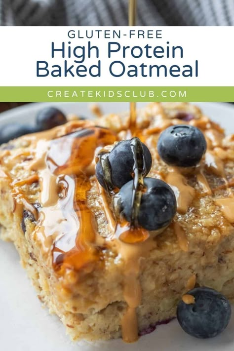 Our kid-friendly Protein Baked Oatmeal is easy to make and customizable, it's an easy way to boost nutrition in your child's breakfast. Protein Breakfast Recipes For Kids, Freezer Friendly Oatmeal Bake, Postpartum Oatmeal Bake, Protein Oatmeal Breakfast Bars, Single Serve Protein Baked Oatmeal, Protein Oatmeal Bake Breakfast, Breakfast Prep Protein, Baked Oatmeal Healthy Protein, Macro Oatmeal Recipes