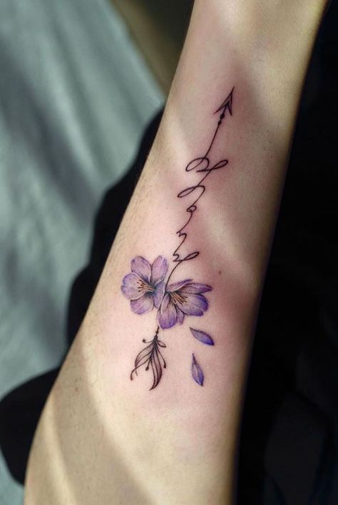 Flower Arrow Tattoos For Women, Arrow Tattoos For Men, Crossed Arrow Tattoos, Mens Arrow Tattoo, Arrow Tattoo On Wrist, Larkspur Tattoo, Arrow Tattoos For Women, Small Arrow Tattoos, Mujeres Tattoo