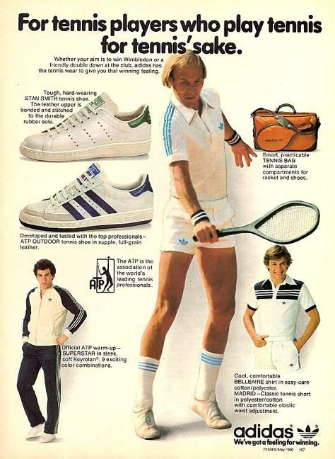 cd758e8f59dfdf06a852adad277986ca Mode Tennis, 80s Ads, Adidas Ad, Tennis Party, Tennis Outfits, Tennis Wear, Tennis Bag, Tennis World, Adidas Tennis