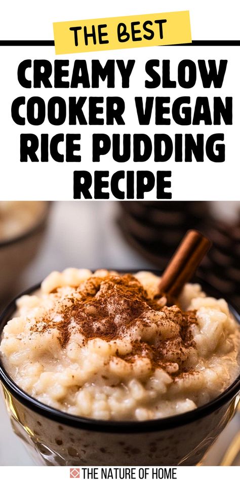 This Slow Cooker Vegan Rice Pudding is everything you want in a dessert: creamy, rich, and dairy-free! Perfect for those looking for a plant-based treat, it’s made with coconut milk and slow-cooked for the perfect texture. Save this pin to enjoy a no-fuss vegan pudding. Vegan Rice Pudding Recipe, Slow Cooker Rice Pudding, Vegan Rice Pudding, Slow Cooker Vegan, Vegan Slow Cooker Recipes, Vegan Pudding, Rice Pudding Recipe, Vegan Slow Cooker, Delicious Slow Cooker Recipes