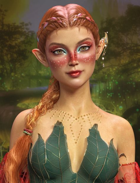 Fantasy Makeup Looks, Nymph Makeup, Woodland Nymph, Female Base, Daz Studio, Fantasy Makeup, Print Models, Light Skin, Inspired By Nature