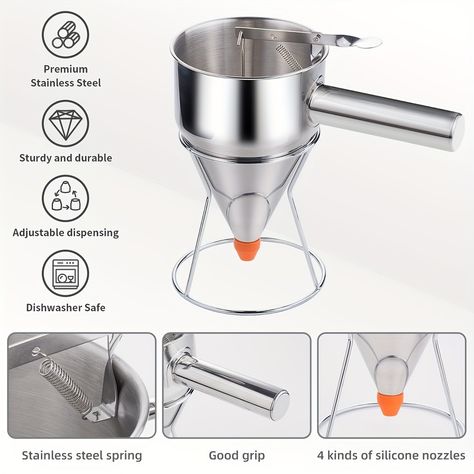 Pour it like a pro! 🎉 Our Stainless Steel Pancake Batter Dispenser is your secret weapon for pancake perfection & cupcake magic! 🥞✨ Easy handling, precise pouring, and it comes with a handy stand. Ready to whisk up some fun? 🍰 Click here: https://lootmkt.com/product/pancake-batter-dispenser-stainless-steel-funnel/ #Engaging #Playful #SocialMedia #photography #love #art #fashion #music #instagood #photooftheday #reels #travel #Trending Mini Pancake Maker, Octopus Balls, Pancake Batter Dispenser, Pancake Maker, Perfect Pancakes, Mini Pancakes, Funnel Cake, Pancake Batter, Baking Tools