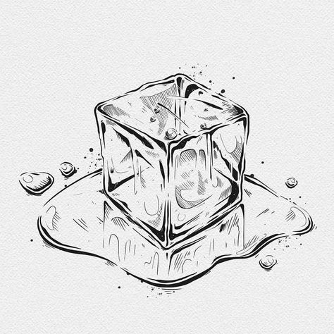 Drawing Ice Cube, Simple Ink Art, Inktober Art Sketches, Inktober 2023 Drip, Ink Sketch Ideas, Ice Cube Sketch, Ice Cubes Drawing, Drip Inktober, Ink Sketches Sketchbooks