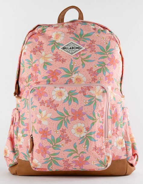 Billabong Home Abroad Backpack. Printed Canvas Backpack. Allover Print. Vegan Leather Details And Bottom. Logo Patch At Front. Dual Side Elasticated Pockets. Interior Padded Laptop Sleeve. Padded Back And Adjustable Shoulder Straps. Main Front And Interior Zipper Pockets. Dimensions: 18.25" X 12.5" X 4.75", 22l. 100% Cotton. Imported. Cheap Summer Student Backpack, Beach Backpack Summer, Pura Vida Backpack, Cute School Backpack, Preppy Backpacks For School, Beachy Backpack, Cute Backpacks For Highschool, Realtor Career, Backpacks For High School