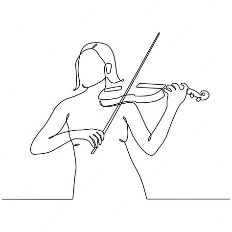 Premium Vector | Continuous line drawing of young woman playing violin isolated on white background Violin Line Art, Woman Playing Violin, Violin Drawing, Girl Playing Violin, Violin Painting, Musical Instruments Drawing, Violin Art, Playing Violin, Dibujo Simple