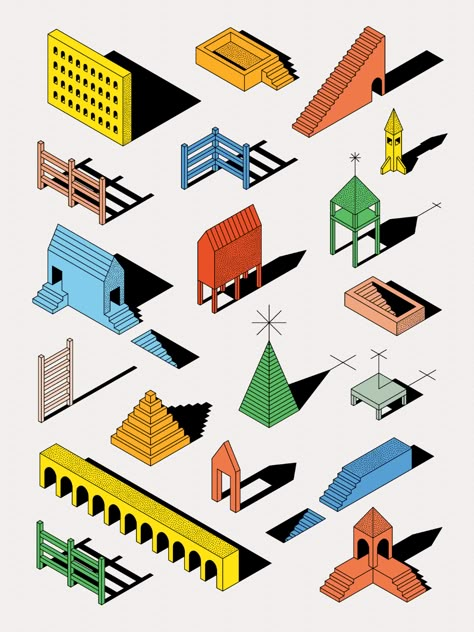 Shadow Diagram Architecture, Isometric Drawing, Isometric Art, Isometric Illustration, Architecture Graphics, Isometric Design, 카드 디자인, Art People, Architecture Illustration