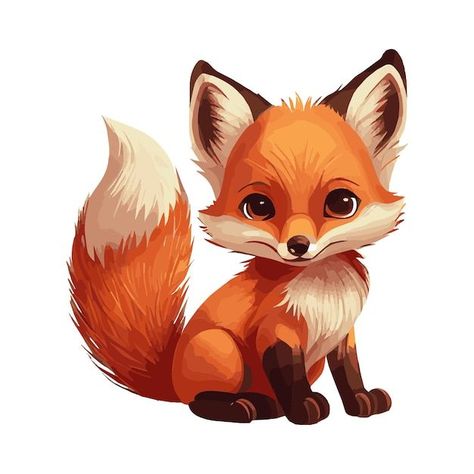 Fox Vector Illustration, Cute Fox Illustration, Svg Illustration, Forest Animals Illustration, Fox Vector, Fox Sitting, Fox Clipart, Wild Animals Vector, Sticker Clipart