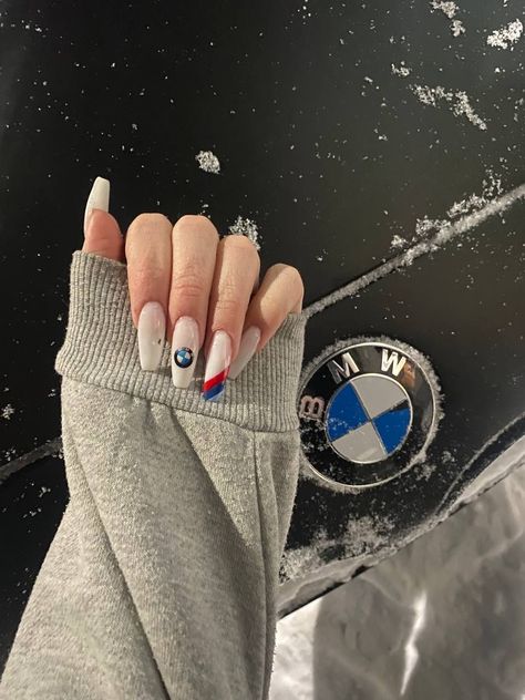 Bmw Nails Art, Bmw Nails Design, Bmw Tattoo, Bmw Nails, Porsche Girl, Ballerina Nails Designs, Tapered Square Nails, Makeup Tattoo, Bff Tattoos