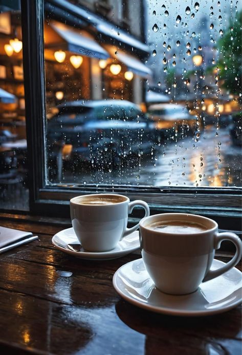 Rainy Day Coffee Shop, Rain And Coffee, Rainy Window, Roses Book, Rainy Day Aesthetic, Coffee Shop Aesthetic, Coffee Obsession, Cups Of Coffee, Power Nap