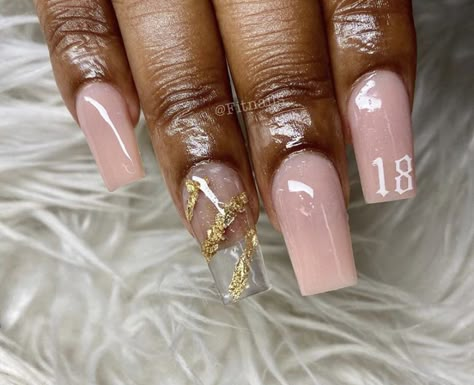 Number Nails Design, 16 Birthday Nails, 18th Bday Nails, 18th Nails, 18th Birthday Nails, Birthday Nails Inspo, Short Pretty Nails, 21st Birthday Nails, Sweet 16 Nails