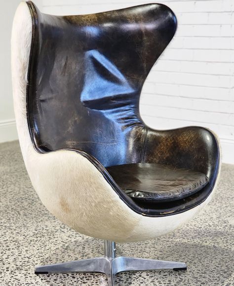 Lot - Contemporary wingback cowhide oversized armchair on chrome swivel base (118 x 80 x 72cm) Oversized Armchair, Musical Chairs, Goods And Service Tax, Goods And Services, Musical