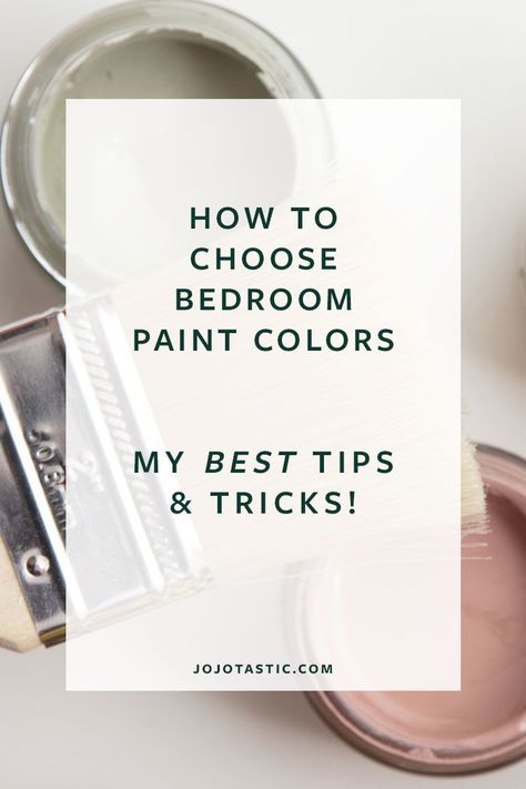 Trying to pick the perfect bedroom paint color? These tips from an interior stylist will help you select wall color with confidence every time! Bedroom paint, main bedroom paint color, best paint for bedroom, interior design tips and tricks from jojotastic.com Paint For Bedrooms Ideas, Main Bedroom Paint Colours, Small Bedroom Colours Paint Colors, Repainting Bedroom Walls, Bedroom Paint Ideas 2023, Main Bedroom Colour Scheme, Painted Feature Wall Bedroom, Wall Colors For Small Bedrooms, Top Bedroom Paint Colors 2023