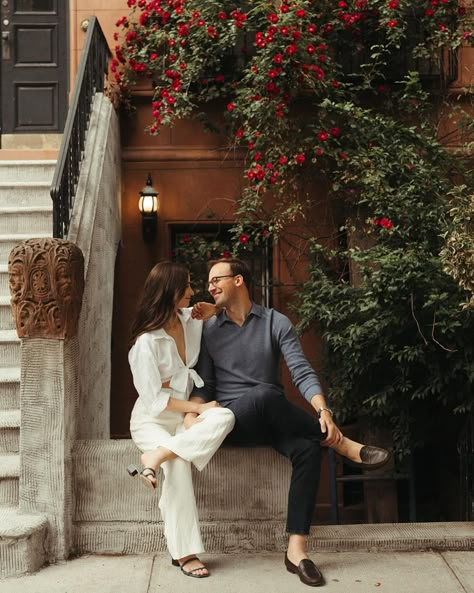 Claire Peltier (@clairecpeltier) • Instagram photos and videos Engagement Photo Shoot Outfits, Engagement Photos Indian, City Engagement Pictures, Upper West Side Manhattan, Couple Laughing, Engagement Picture Outfits, Urban Engagement, Nyc Elopement, Couple Engagement Pictures