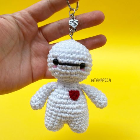 Baymax Crochet, Kawaii Crochet, Baymax, Big Hero 6, Big Hero, Cute Crochet, Crochet Amigurumi, Car Accessories, Amigurumi