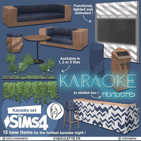 [DOWNLOAD] Karaoke set Sims 4 Karaoke, Sims 4 Skills, Sims 4 Restaurant, Sims4 House, Lotes The Sims 4, Furniture Cc, Cc Furniture, The Sims 4 Packs, Casas The Sims 4