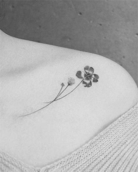 Clover And Flower Tattoo, Ireland Tattoo, Clover Tattoo, Shamrock Tattoos, Tiny Wrist Tattoos, Astrology Tattoo, Clover Tattoos, Flower Wrist Tattoos, Bouquet Tattoo