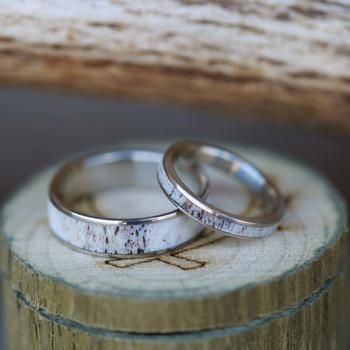 Elk Antler Wedding Band, Matching Wedding Band Sets, Antler Rings, Antler Wedding Band, Wide Wedding Bands, Matching Wedding Rings, Antler Ring, Staghead Designs, Matching Wedding Bands