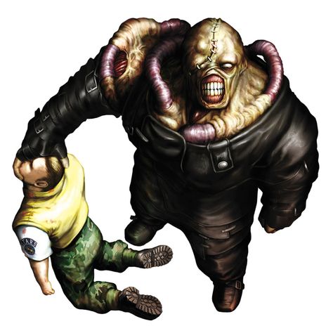 Nemesis and Brad Vickers Art - Resident Evil 3: Nemesis Art Gallery Resident Evil Monsters, Resident Evil Nemesis, Resident Evil Tattoo, Videogame Characters, Evil Characters, Bio Hazard, Resident Evil 3 Remake, Evil Games, Ninja Gaiden