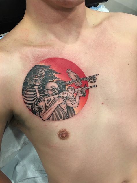 Peace through superior firepower - Izzy at Ink and Dagger (Roswell, GA Japanese Sleeve Tattoos, R Tattoo, Awesome Tattoos, Missing Link, Tattoo Sleeve, Love Tattoos, Japanese Tattoo, Compass Tattoo, Flash Tattoo