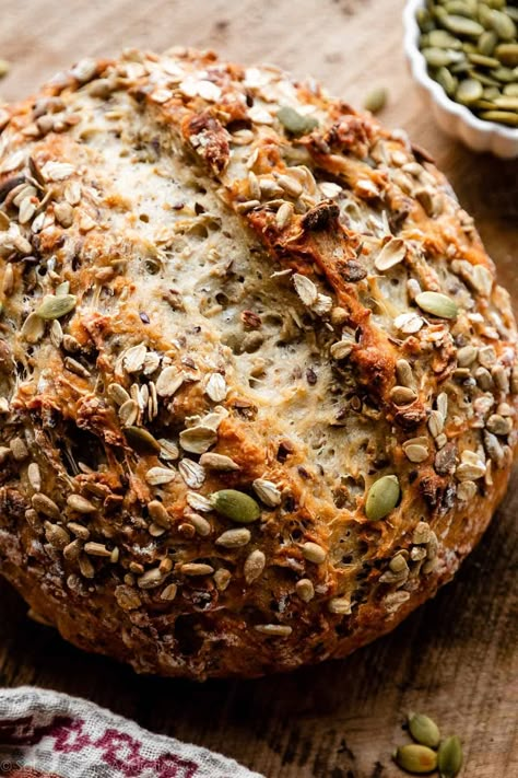 No Knead Seeded Oat Bread Oat Bread Recipe, Types Of Seeds, Oat Bread, Dutch Oven Bread, Artisan Bread Recipes, Seed Bread, Sally's Baking, Healthy Bread, Loaf Of Bread