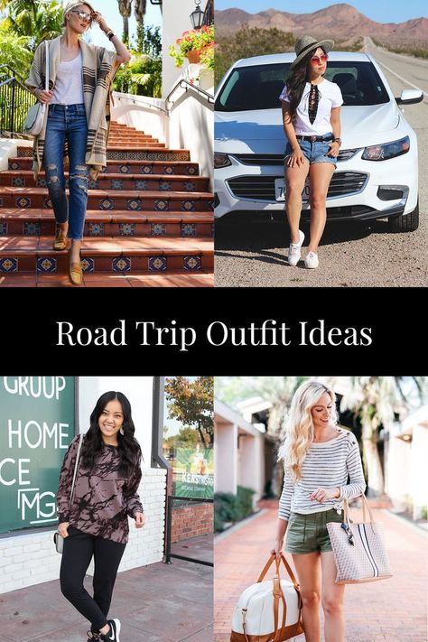 Road Trip Outfit Ideas Car Travel Outfit Road Trips, Cute Road Trip Outfits Summer, Car Travel Outfit, Cute Road Trip Outfits, Road Trip Outfit Ideas, Trip Outfit Ideas, Trip Outfit Summer, Outfit Ideas Autumn, Road Trip Outfit