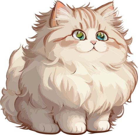 Cute Fluffy Ragamuffin Cat Cartoon AI Generative Cute Fluffy Cat Drawing, Fluffy Cat Illustration, Fluffy Cat Tail Drawing, Fluffy Drawing, Fluffy Cat Drawing, Lavender Witch, Tail Drawing, Ragamuffin Cat, Cartoon Cat Drawing