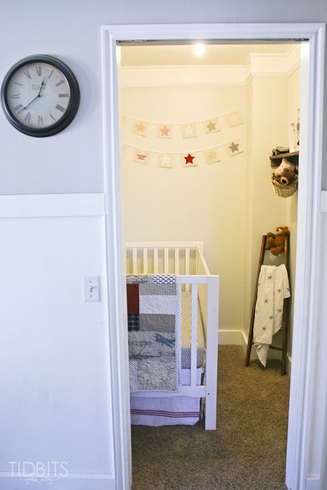 Turning a Closet into a Nursery - Tidbits Closet Nursery Converted, I Am Insane, Closet Nursery, Small Space Nursery, Small Nurseries, Nursery Closet, Making Space, Bed In Closet, Tiny Bedroom