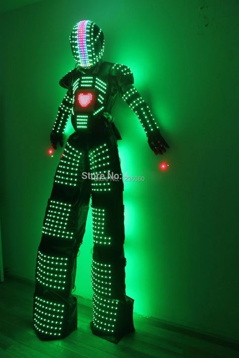 Holiday Diy Decorations, Led Robot, Led Costume, Robot Costumes, Robot Suit, Led Clothing, David Guetta, Led Screen, Diy Holiday Decor