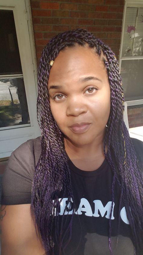 Protective style done by me Protective Style, Twist Hairstyles, Protective Styles, Purple And Black, Braids, Twist, Hairstyles, Hair Styles, Purple