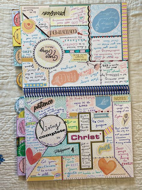 Living Complete in Christ: a BQJ summary Scripture Scrapbook Ideas, Bible Quilt Journal, Bible Nerd, Bible Quilting, Bible Quilt, Quilt Journal, Bible Journal Notebooks, Bible Journaling For Beginners, Prayer Journals