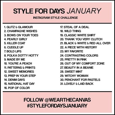 Ootd Challenge, January Style, National Holiday Calendar, January Outfits, January Fashion, Photo Challenges, Challenge Ideas, Planning Calendar, Creative Drawing Prompts