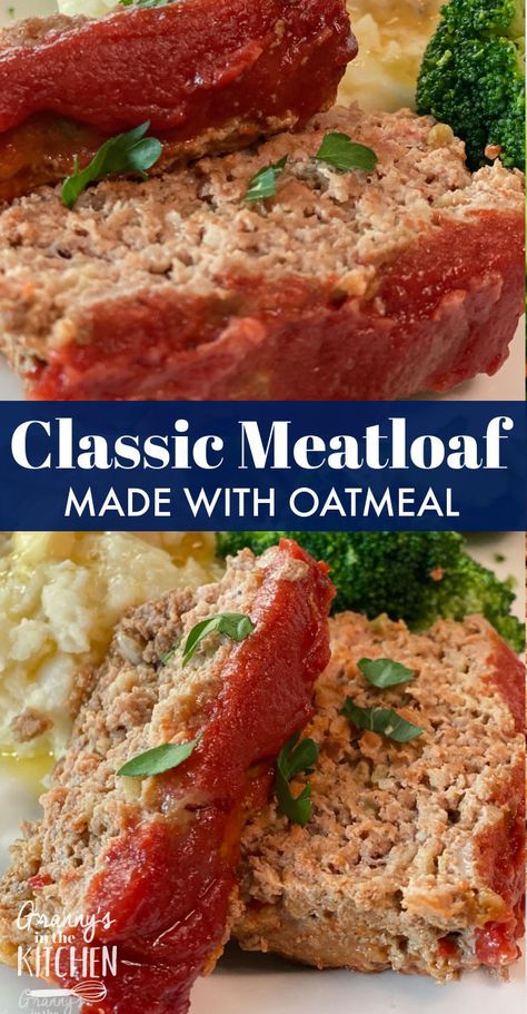 Classic Meatloaf Recipes With Oatmeal, Old Fashion Meatloaf Recipes With Oats, Meatloaf Made With Oatmeal, Meatloaf Recipes Oatmeal, Meatloaf With Oatmeal Recipes, Oatmeal Meatloaf Recipes, Meatloaf Recipes With Oats, Meatloaf Recipes With Oatmeal, Easy Meatloaf Recipe With Oatmeal