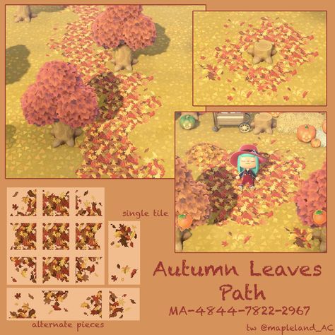 Fall Qr Codes Acnh, Acnh Fall Ground Designs, Acnh Fall Leaves Design, Acnh Leaf Code, Citycore Acnh, Acnh Halloween Code, Acnh Motifs, Acnh Pattern, Animal Crossing Leaf