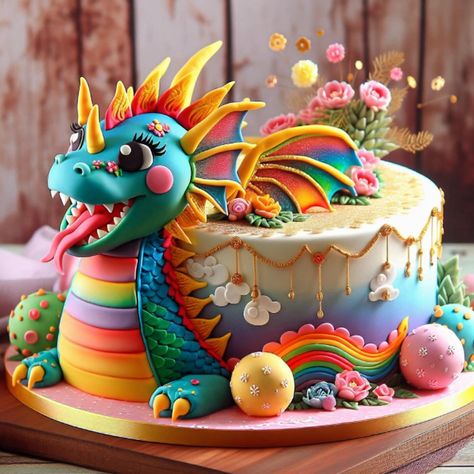 „Adding a touch of magic to your feed! 🐉🍰 Feast your eyes on this adorable dragon cake, adorned with beautiful colors and decorations. Who could resist diving into this delicious fantasy world? 🌈✨ #DragonCake #MagicintheKitchen #CakeArt“ Dragon Mermaid Cake, Dragon Birthday Cakes, Dragon Cakes, Dragon Cake, Fantasy Cake, Wilton Cake Decorating, Dragon Birthday, Wilton Cakes, Kids Cakes