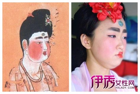 A comparison of a painting and the student's imitation. I like her use of kohl to enhance the shape of her eyes. The "phoenix" shaped eye (丹凤眼) is a traditionally admired eye shape in China. I Like Her, Chinese People, Eye Shape, Chinese Clothing, Her Eyes, Qing Dynasty, Eye Shapes, The Shape, Traditional Outfits