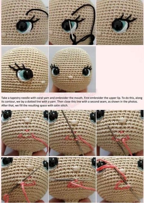 Crochet Doll Tutorial, Crochet Toys Free, Crochet Eyes, Pola Amigurumi, Crochet Animals Free Patterns, Crochet Amigurumi Free, Crochet Clothes Patterns, Diy Crochet Projects, Crochet Doll Pattern