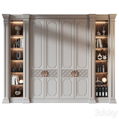 Furniture composition 776 - Wardrobe & Display cabinets - 3D model Classical Wardrobe Shutter Design, Neo Classical Wardrobe Design, Modern Classic Wardrobe Design, Classic Wardrobe Design, Classical Wardrobe, Door Wardrobe Design, Glass Wardrobe Doors, Modern Bedroom Wardrobe Ideas, Luxury Wardrobe Design