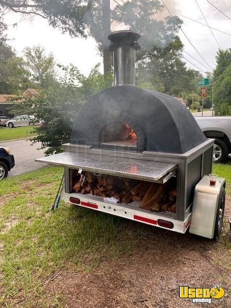 For Sale - https://www.usedvending.com/i/2020-60-x-71-Wood-Fired-Oven-Pizza-Trailer-Brick-Oven-Pizza-Trailer-for-Sale-in-Florida-/FL-P-332L2 2020 - 60" x 71" Wood-Fired Oven Pizza Trailer / Brick Oven Pizza Trailer for Sale in Florida! Pizza Trailer Wood Fired, Mobile Pizza Oven Trailers, Pizza Food Truck Ideas, Pizza Area, Pizza Trailer, Mobile Pizza Oven, Commercial Pizza Oven, Street Food Business, Pizza Catering