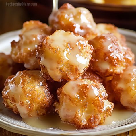 Apple Fritter Bites: Crispy outside, soft inside, and filled with sweet, spiced apple goodness. Perfect for any time of day! Gf Apple Fritters, Apple Fritter Muffin Recipe, Keto Apple Fritters Recipe, Baked Apple Fritter Bites, Baked Apple Fritters Recipe Easy, Frittata Bites, Apple Fritter Bites, Popcorn Balls Recipe Easy, Fritter Bites