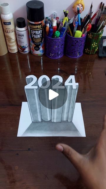 Mohit Kashyap on Instagram: "New Year Tutorial 3D drawing 🎉🎊💥" 3d Drawings, 3d Artwork, January 1, 3d Design, Design Art, Art Drawings, Drawings, On Instagram, Instagram