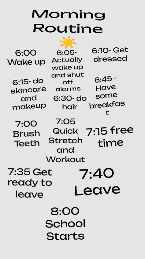 Morning Routine for schools that start at 8:00 Morning Routine, Wake Up, Pins, Quick Saves