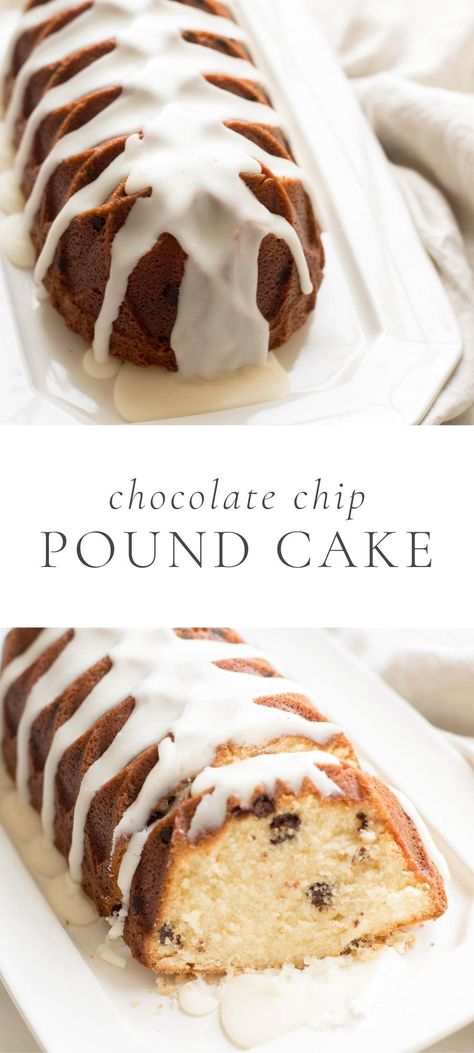 This is an incredibly delicious but oh-so-simple chocolate chip pound cake recipe, made with pantry staples. It’s a thick, buttery, moist classic… with a twist. Chocolate Chip Cake Recipe, Chocolate Chip Pound Cake, Best Easy Dessert Recipes, Julie Blanner, Dessert Recipies, Pound Cake Recipe, Holiday Dessert Recipes, Sweet Recipes Desserts, Delicious Cookie Recipes