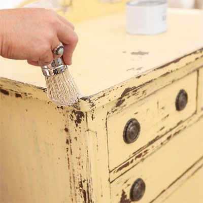 How to Create an Aged Milk Paint Patina on Furniture - This Old House Milk Paint Furniture, Antique Furniture Restoration, Furniture Rehab, Chippy Paint, Distressed Furniture, Distressed Painting, Chalk Paint Furniture, Furniture Finishes, Refurbished Furniture