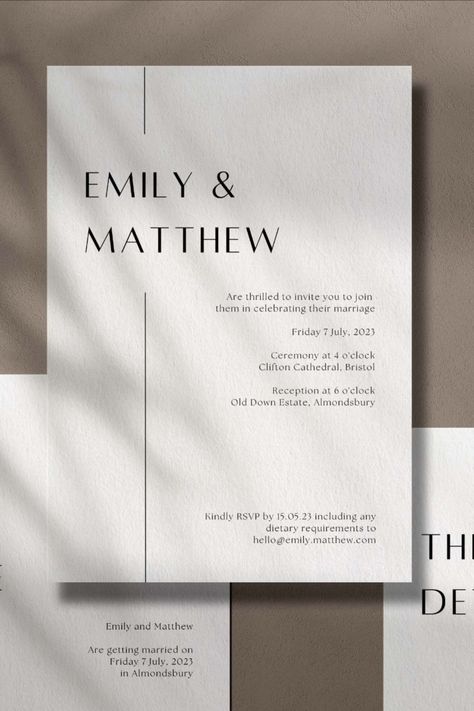 Creative - Modern Font Designs Wedding Invitation Card Design Minimalist, Modern Sleek Wedding Invitation, Minimal Chic Wedding Invitations, Elegant Minimal Wedding Invitation, Modern Wedding Stationery Design, Minimal Invitation Wedding, Modern Wedding Card Design, Wedding Invitations Ideas Simple, Minimal Wedding Stationery