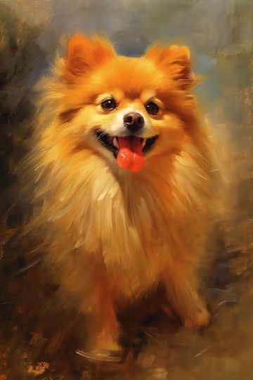 Premium Photo | Oil painting of a Pomeranian Pomeranian Painting Acrylic, Pomeranian Drawing, Pomeranian Painting, Pomeranian Art, Dog Oil Painting, German Spitz, Wrote A Book, Spitz Dogs, Very Cute Dogs